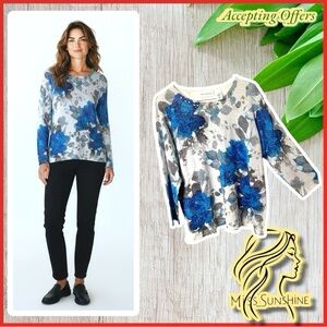 Alfred Dunner - Sz XL - sparkly festive 3/4 arm lightweight sweater w/ gems deco